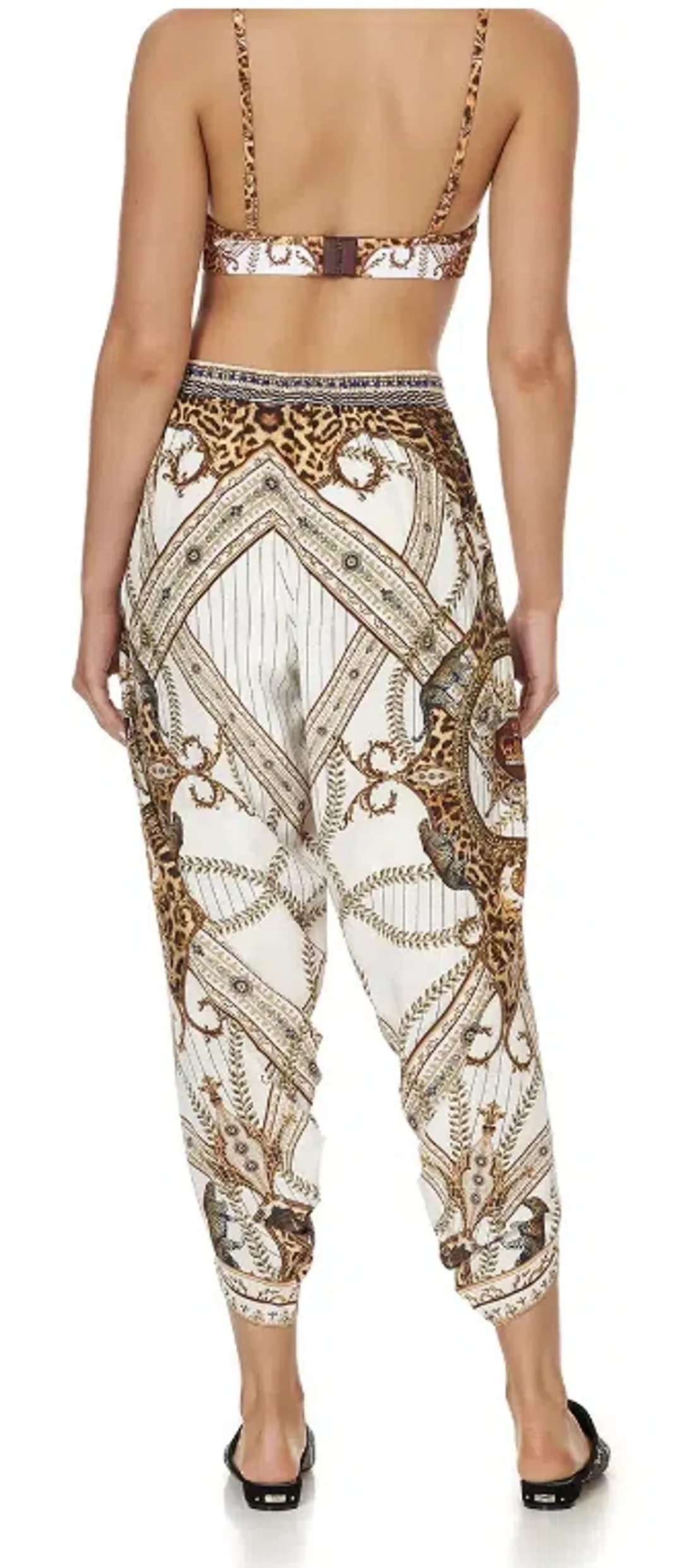 Camilla Pants, Bralette & Scarf - Mind Your Manor Print Size 8/XS for rent on The Volte - main image