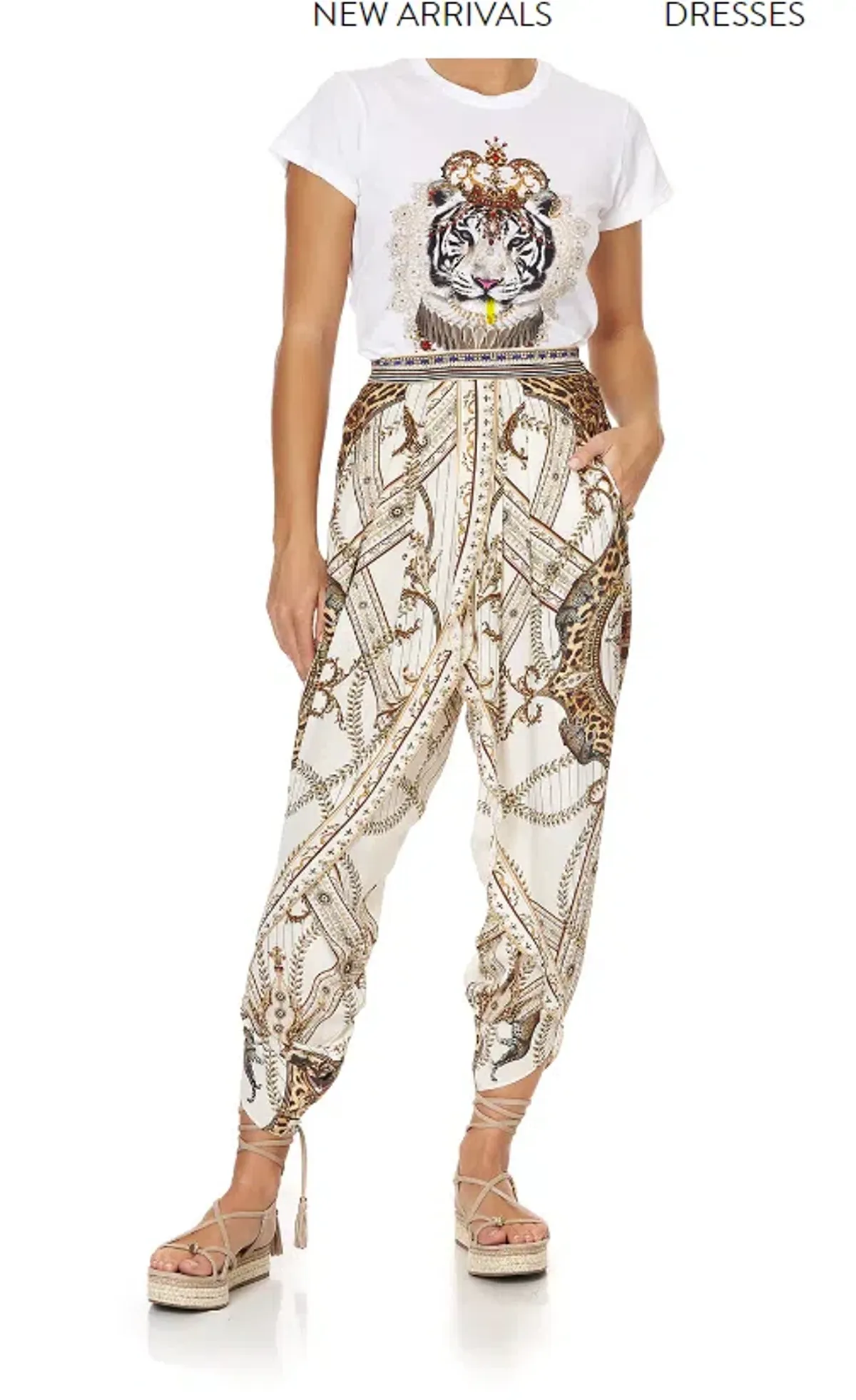 Camilla Pants, Bralette & Scarf - Mind Your Manor Print Size 8/XS for rent on The Volte - main image