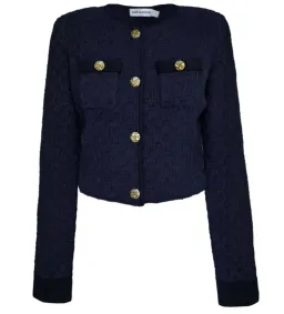 Self Portrait Navy Weave Cropped Cardigan Size M/AU 8 for rent on The Volte - image 5