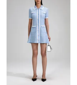 Self Portrait Blue Lurex Knitted Mini Dress Size M/AU 8 for rent on The Volte - image 1