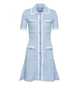 Self Portrait Blue Lurex Knitted Mini Dress Size M/AU 8 for rent on The Volte - image 6