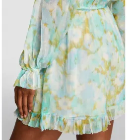 Zimmermann High Tide Flutter Embellished Floral-Print Silk-Crepon Playsuit Green Size 1/AU 8 for rent on The Volte - image 4