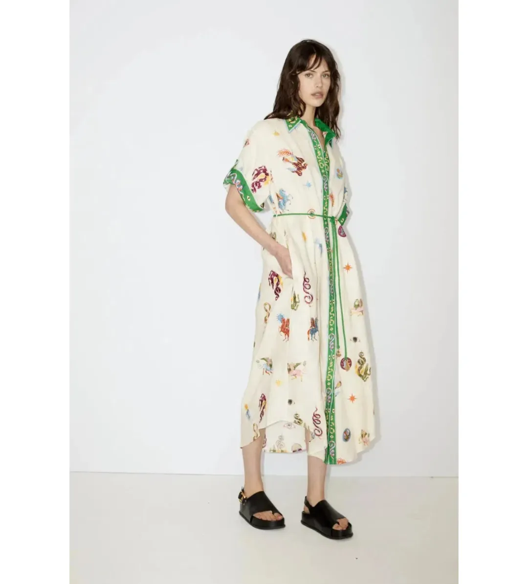 Alemais Seeker Embroidered Midi Shirt Dress Multi Print Size AU 10 for rent on The Volte - main image