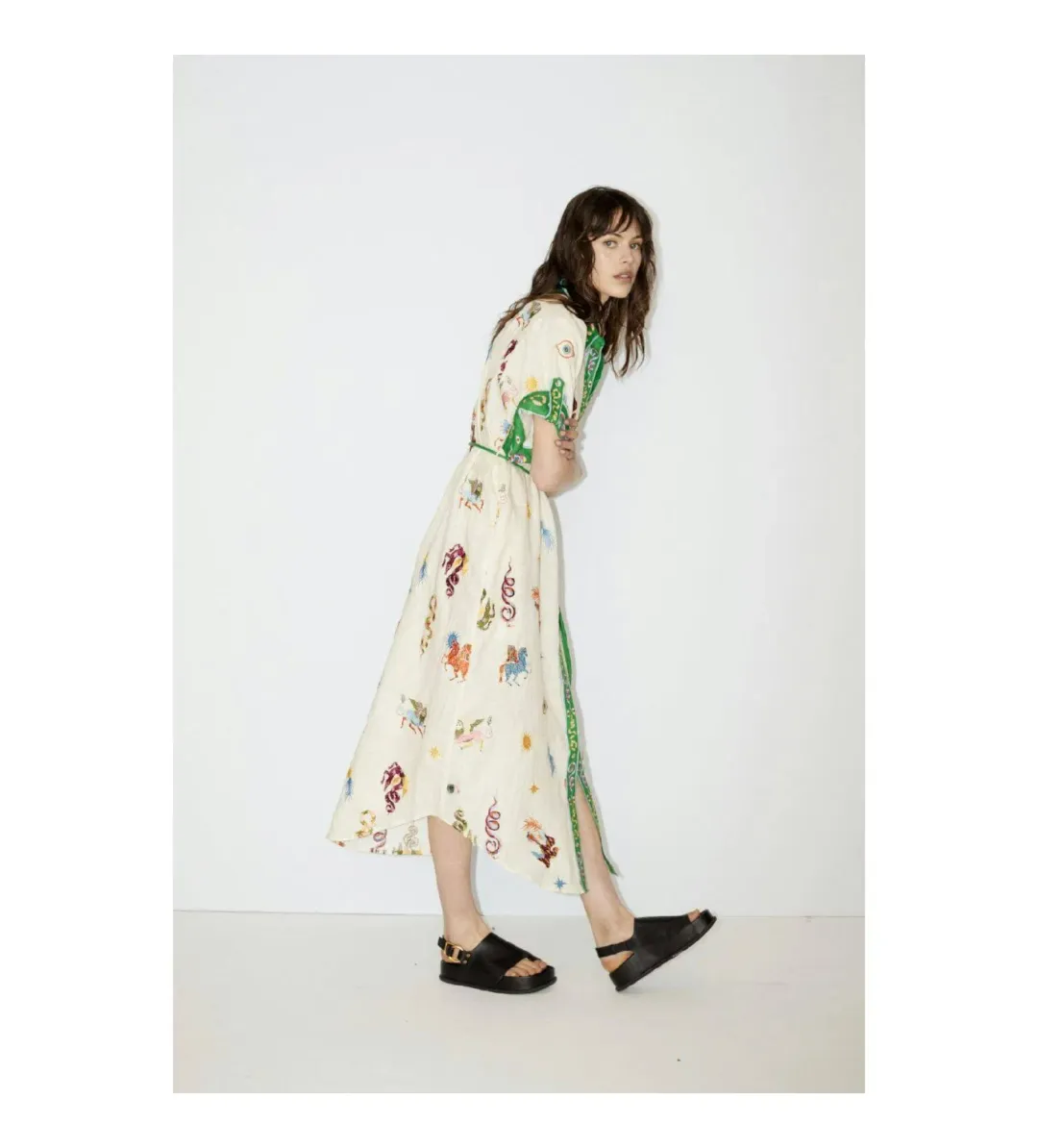 Alemais Seeker Embroidered Midi Shirt Dress Multi Print Size AU 10 for rent on The Volte - main image