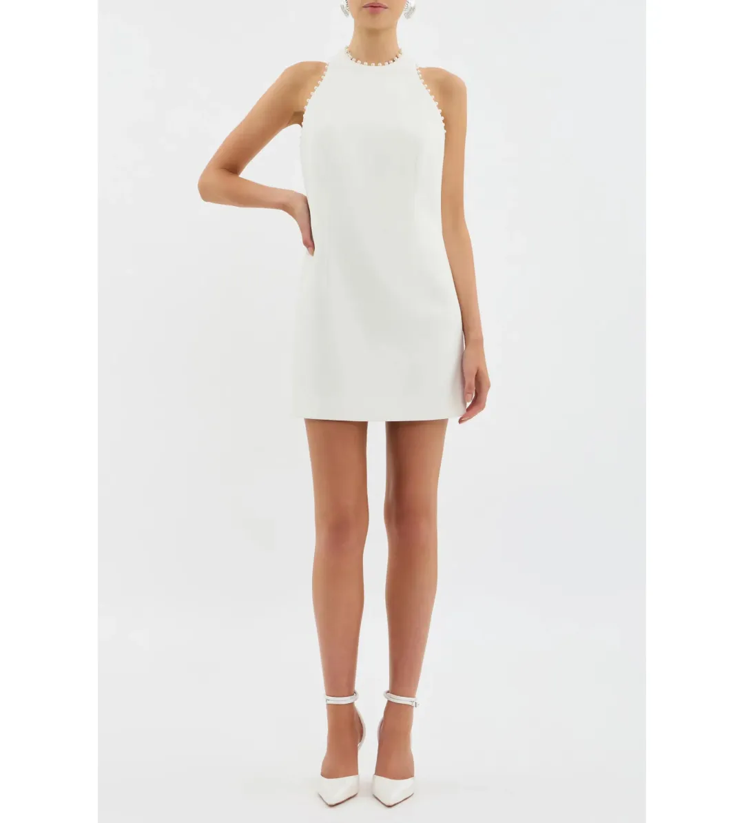 Rebecca Vallance Therese Bow Mini Dress White Size 6 for rent on The Volte - main image