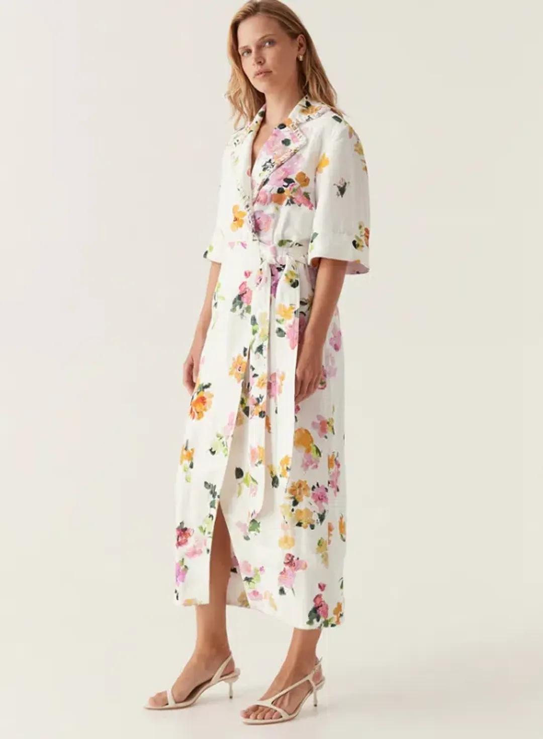 Aje Tabitha Wrap Front Midi Dress Scattered Floral Size 12 for rent on The Volte - main image