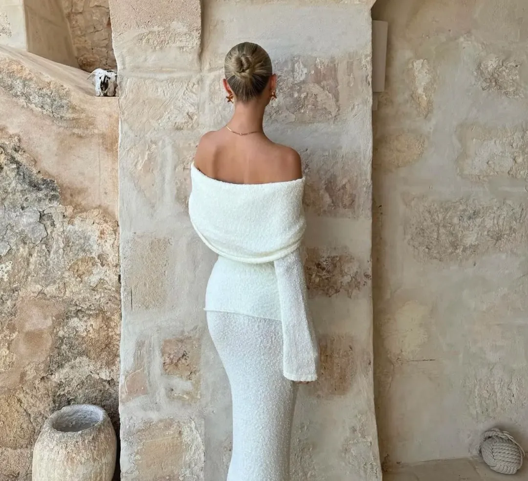 Wanderdoll Yasmin Boucle Knit Coord Cream Size XS / AU 6 for rent on The Volte - main image