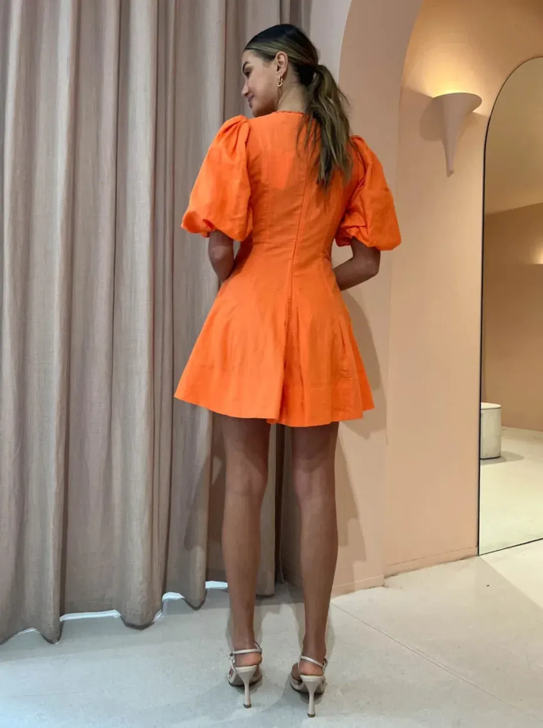 By Nicola Wavy Mini Dress Sunset Size 10 for rent on The Volte - main image