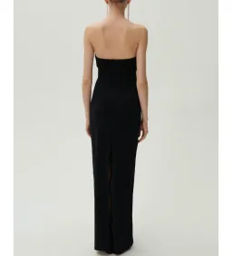 Magda Butrym Strapless Flower Appliqué Maxi Dress Black Size 6 for rent on The Volte - image 2