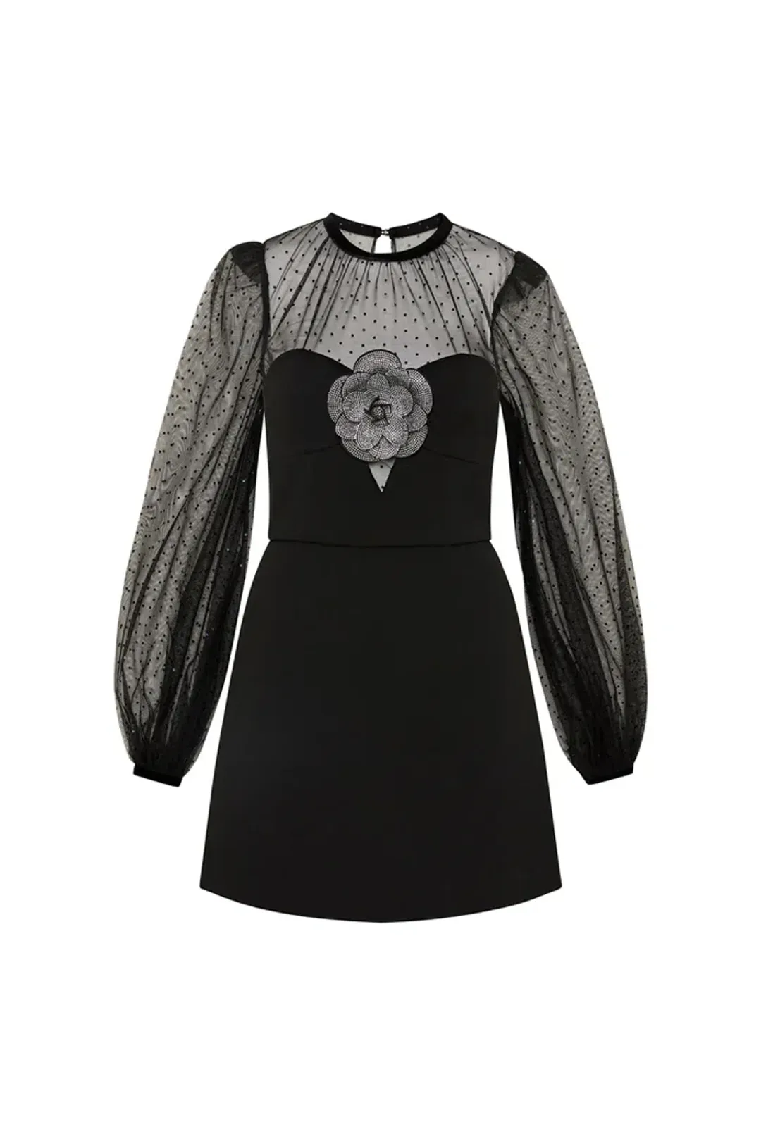 Rebecca Vallance Yvonne Flower Mini Dress Black Size 6 for rent on The Volte - main image