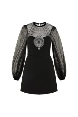 Rebecca Vallance Yvonne Flower Mini Dress Black Size 6 for rent on The Volte - image 6