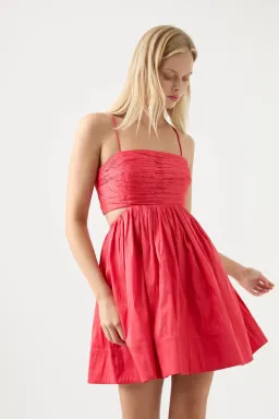 Aje Liza Ruched Baby Doll Mini Dress Rouge Pink Size 14 for rent on The Volte - image 2