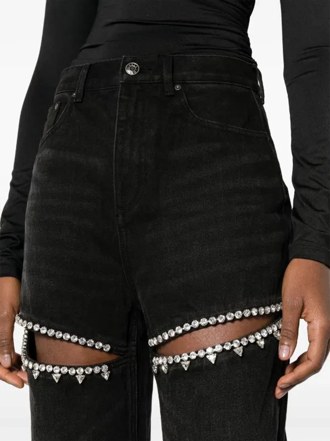 Area Crystal Slit Jeans Black Size 26 / AU 8 for rent on The Volte - main image