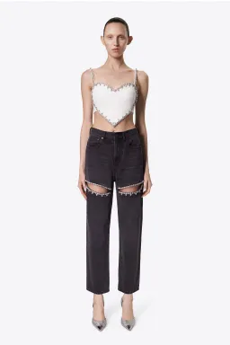 Area Crystal Slit Jeans Black Size 26 / AU 8 for rent on The Volte - image 1