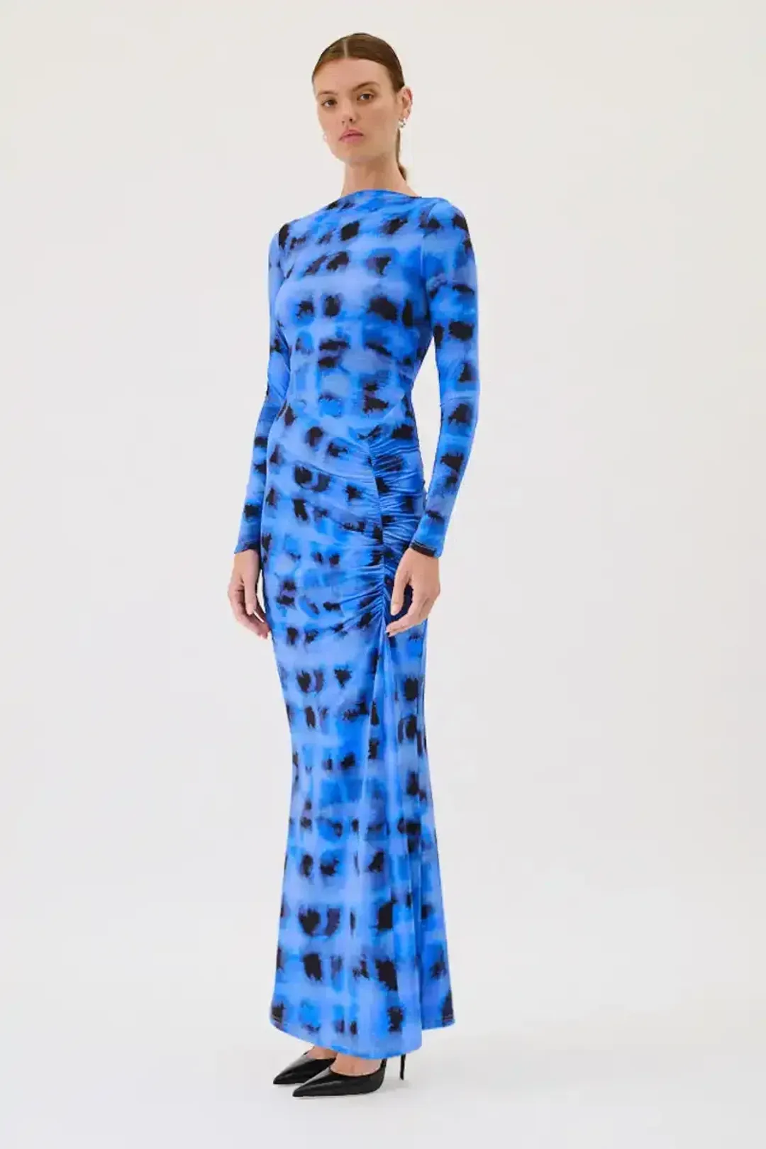 Suboo Shibori Long Sleeve Rouched Maxi Dress Blue Size M / AU 10 for rent on The Volte - main image