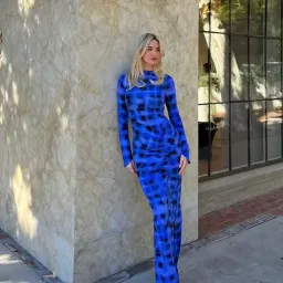 Suboo Shibori Long Sleeve Rouched Maxi Dress Blue Size M / AU 10 for rent on The Volte - image 4