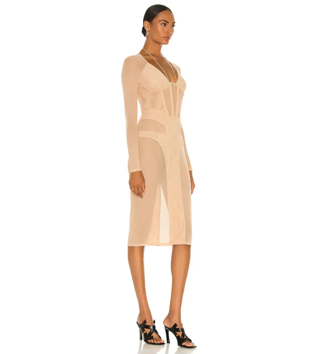 Dion Lee Powertulle Corset Midi Dress in Desert Size AU 10 for rent on The Volte - main image