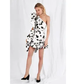 Aje Beronia Asymmetric Mini Dress in Black & White Size AU 8 for rent on The Volte - image 1