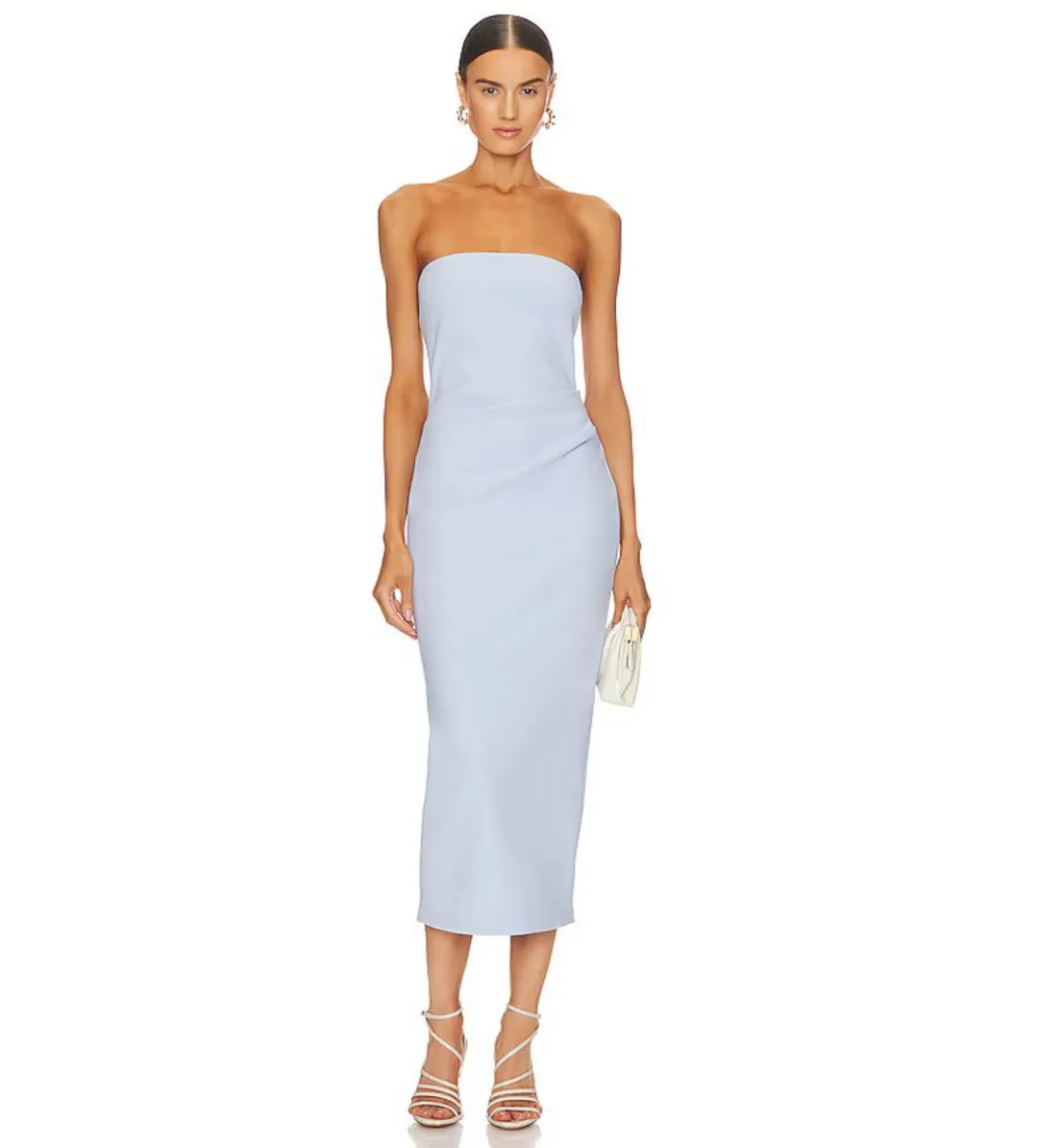 Bec & Bridge Karina Strapless Midi Dress in Powder Blue Size 6  for rent on The Volte - main image