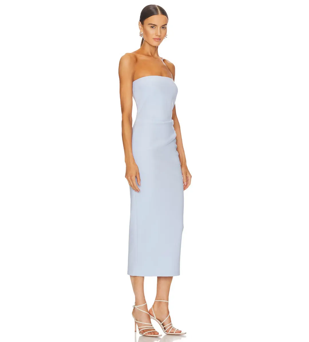Bec & Bridge Karina Strapless Midi Dress in Powder Blue Size 6  for rent on The Volte - main image