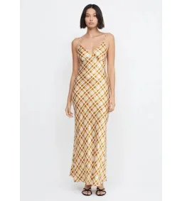 Bec & Bridge Amber V Maxi Dress in Sunflower Check Print Size 6 for rent on The Volte - image 1