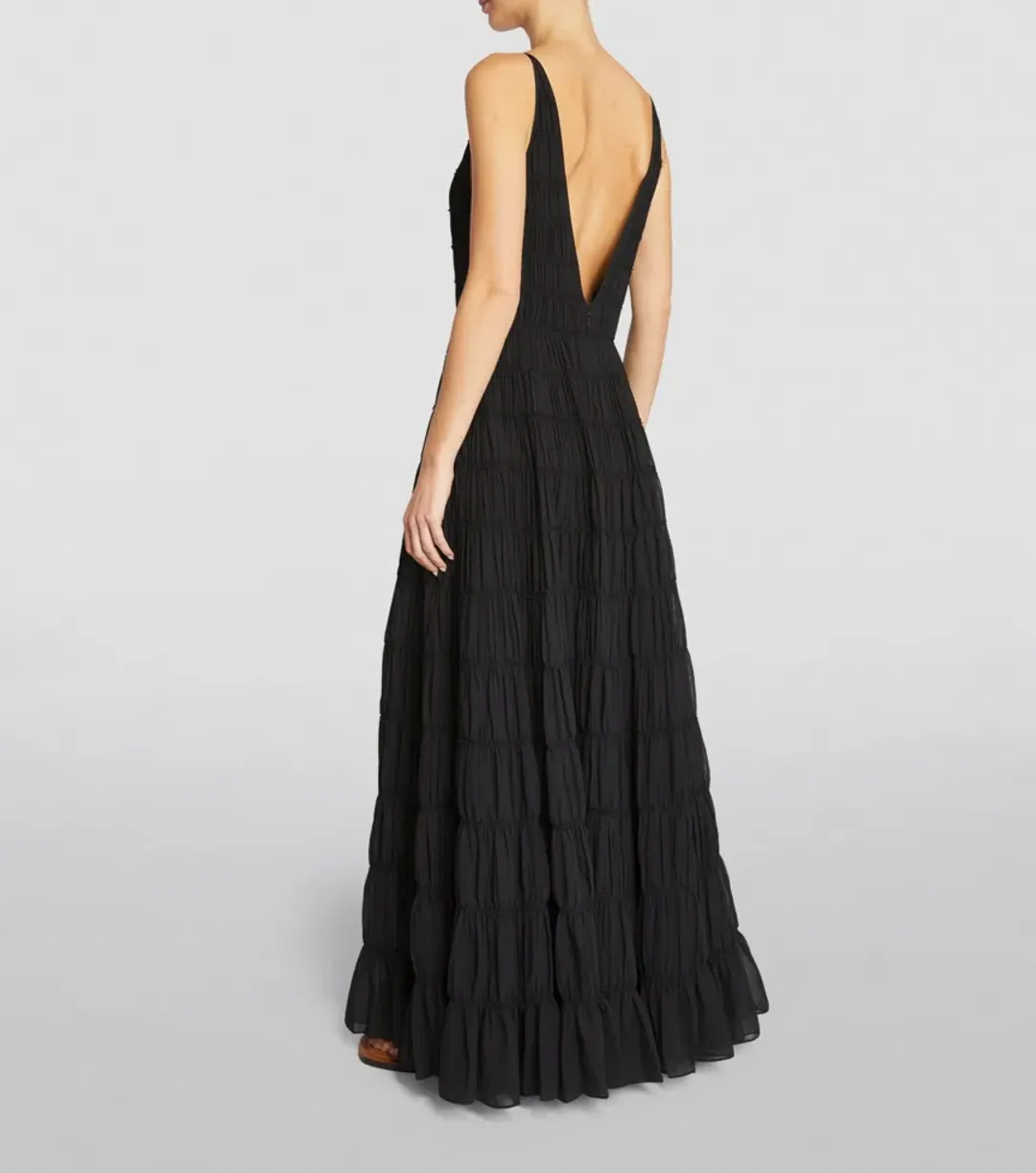 Aje Rosewood Chiffon Tiered Gown Black Size 10 for rent on The Volte - main image