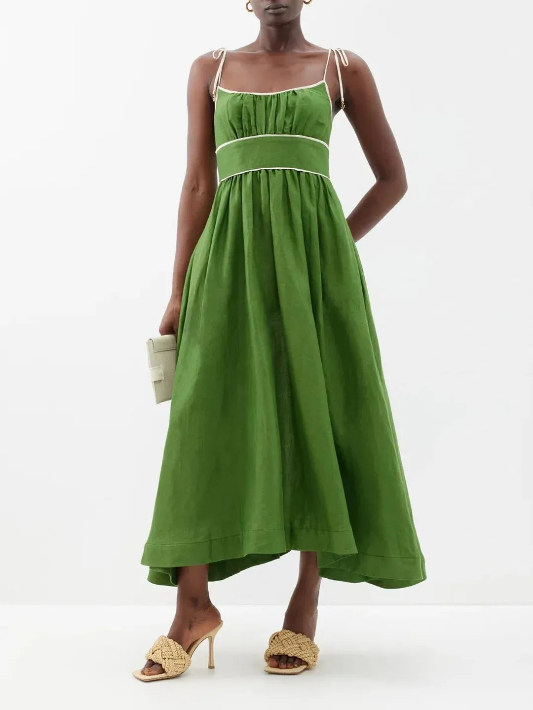 Zimmermann Alight Picnic Midi Dress Dark Green Size 1 for rent on The Volte - main image
