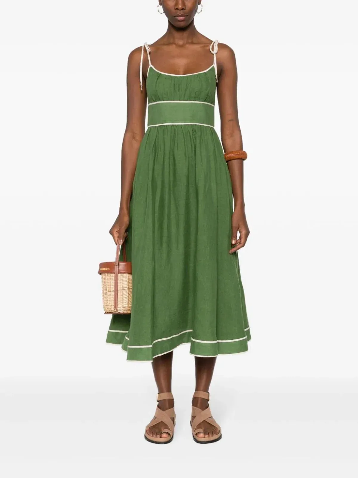 Zimmermann Alight Picnic Midi Dress Dark Green Size 1 for rent on The Volte - main image