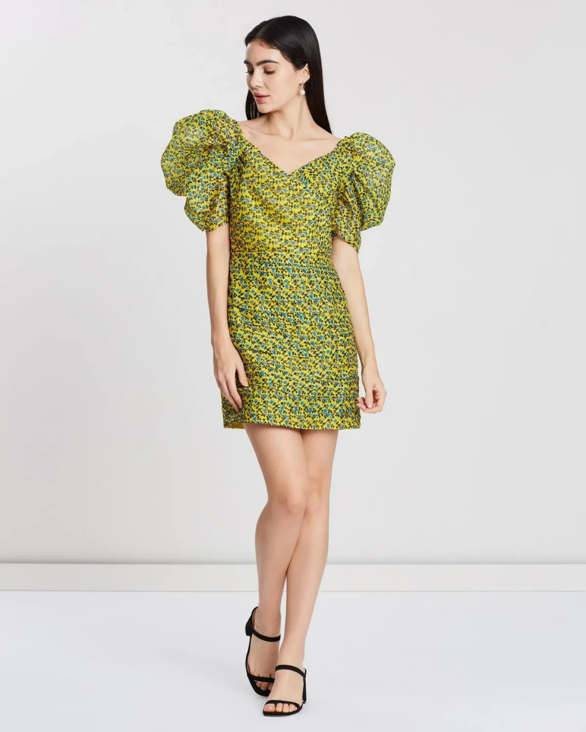 C/MEO Collective Come Along Mini Dress Yellow Print Size AU 10 for rent on The Volte - main image