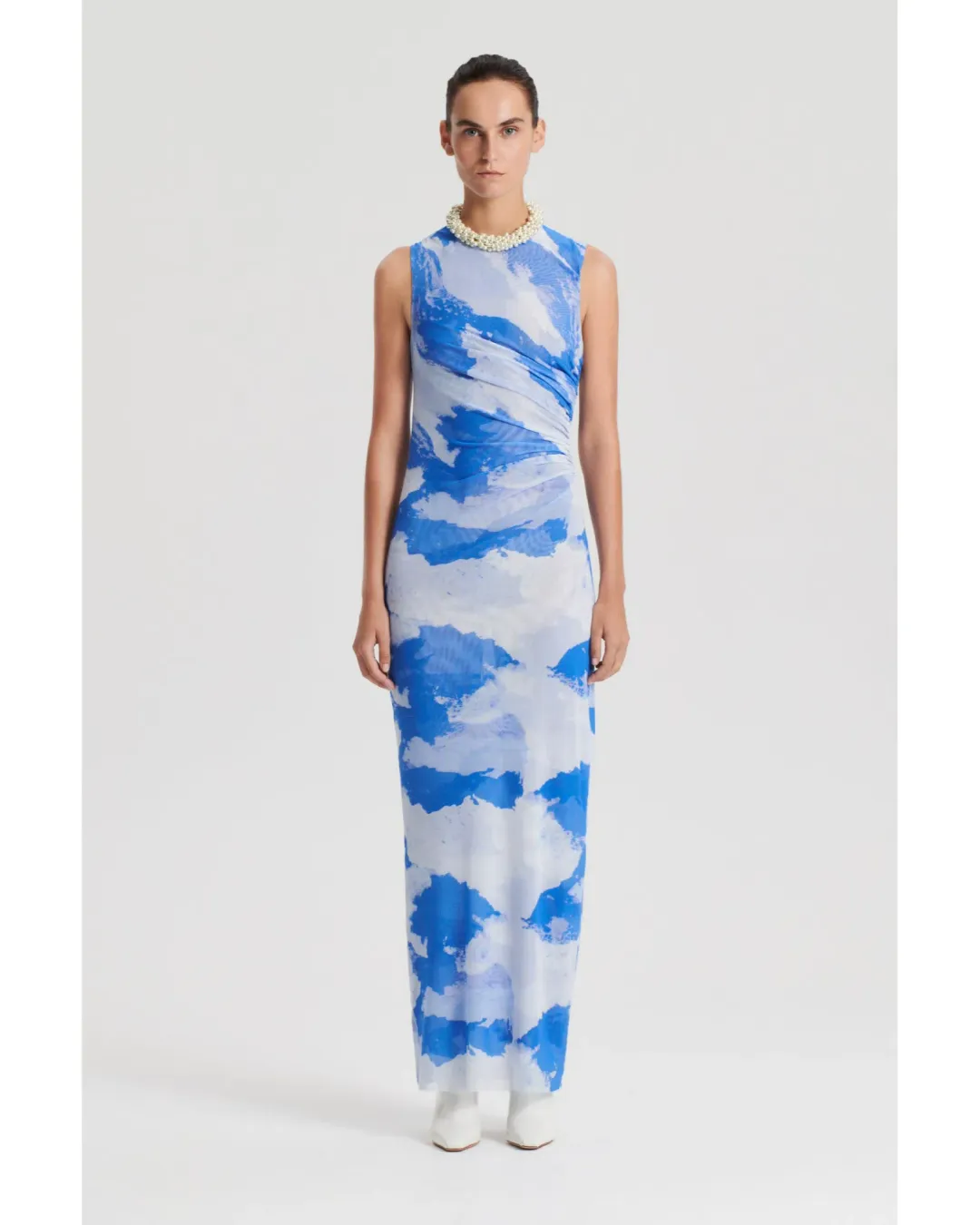 Scanlan Theodore Italian Cloud Print Dress Blue Size AU 6  for rent on The Volte - main image