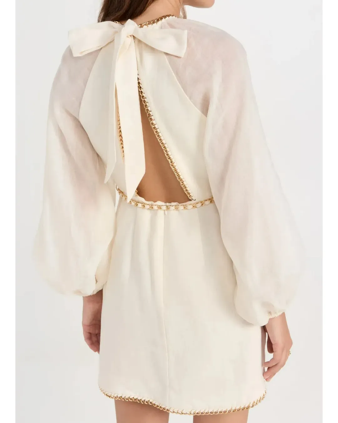 Zimmermann Rouleau Chain Mini Dress Pearl Size 1 / AU 10 for rent on The Volte - main image