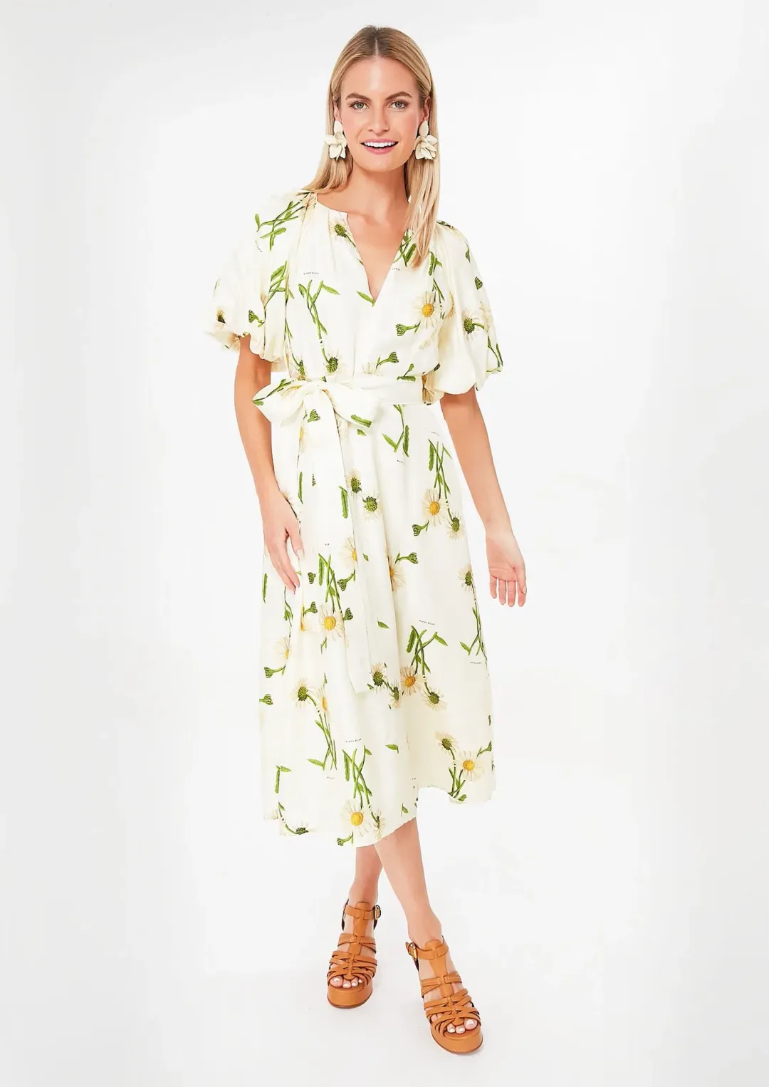 Oroton String Field Daisy Silk Midi Dress Floral Size 12 for rent on The Volte - main image