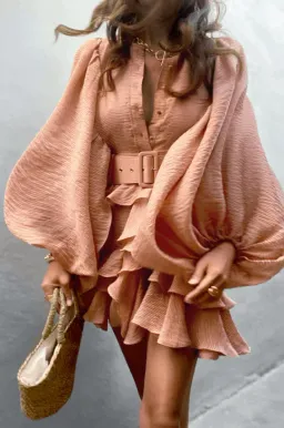 Shona Joy Charlotte Draped Mini Dress Desert Rose Size 10 for rent on The Volte - image 2