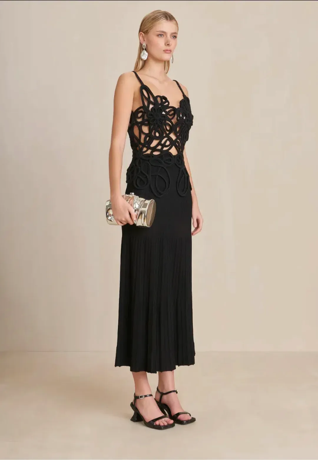 Cult Gaia Nalda Knit Midi Dress in Black Size XS / AU 6 for rent on The Volte - main image