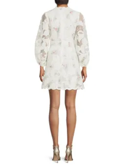 Zimmermann Zinnia Floral Puff Sleeve Mini Dress Ivory Size 1 / AU 10 for rent on The Volte - image 2