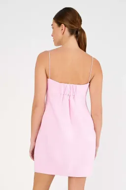 Oroton Contrast 3D Flower Mini Dress in Rose/Poppy Size 6  for rent on The Volte - image 2