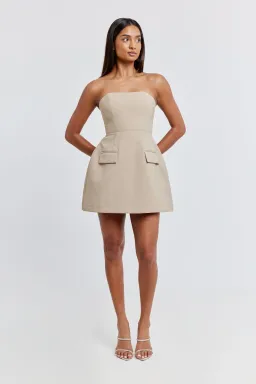 Odd Muse Ultimate Strapless Mini Dress Taupe  Size 8 for rent on The Volte - image 1