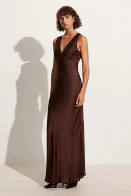 Faithfull the Brand Barossa Maxi Dress Dark Truffle Size 8 for rent on The Volte - image 1