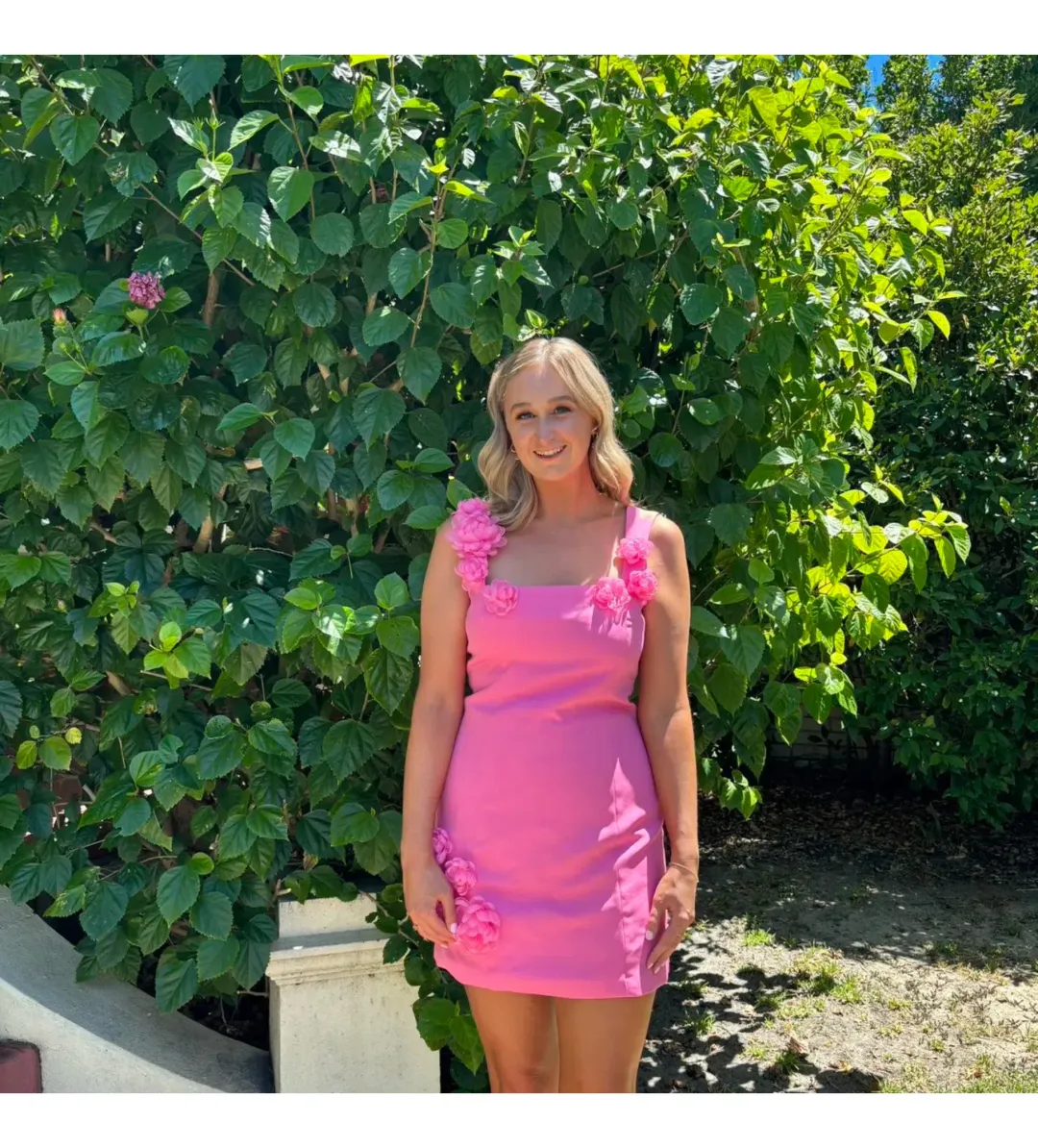 Elliatt Trompe 3D Floral Mini Dress Pink Size S/AU 8 for rent on The Volte - main image