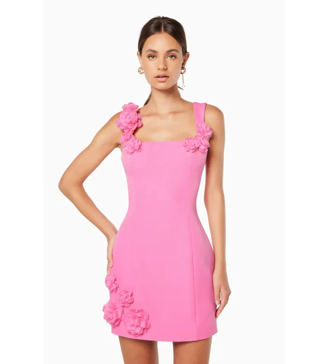 Elliatt Trompe 3D Floral Mini Dress Pink Size S/AU 8 for rent on The Volte - main image