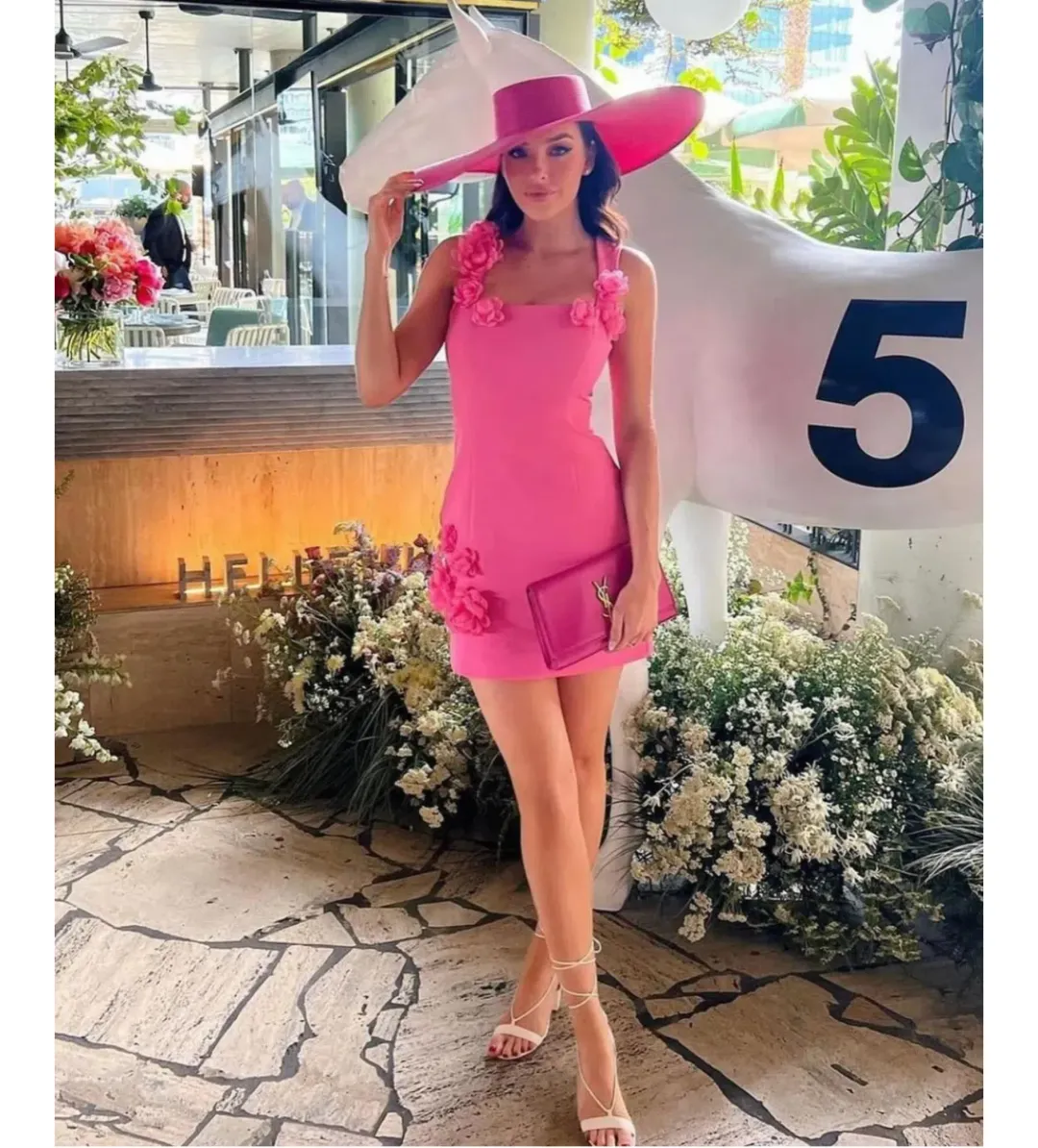 Elliatt Trompe 3D Floral Mini Dress Pink Size L/AU 12 for rent on The Volte - main image