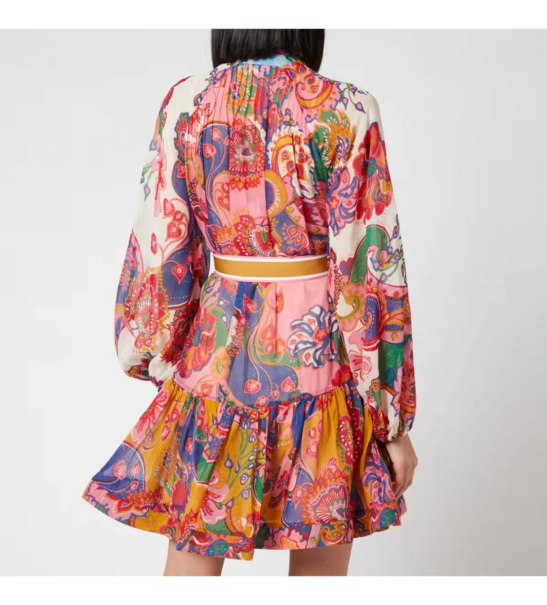 Zimmermann The Lovestruck Georgette Mini Dress in Mixed Paisley Size 1 / AU 10 for rent on The Volte - main image