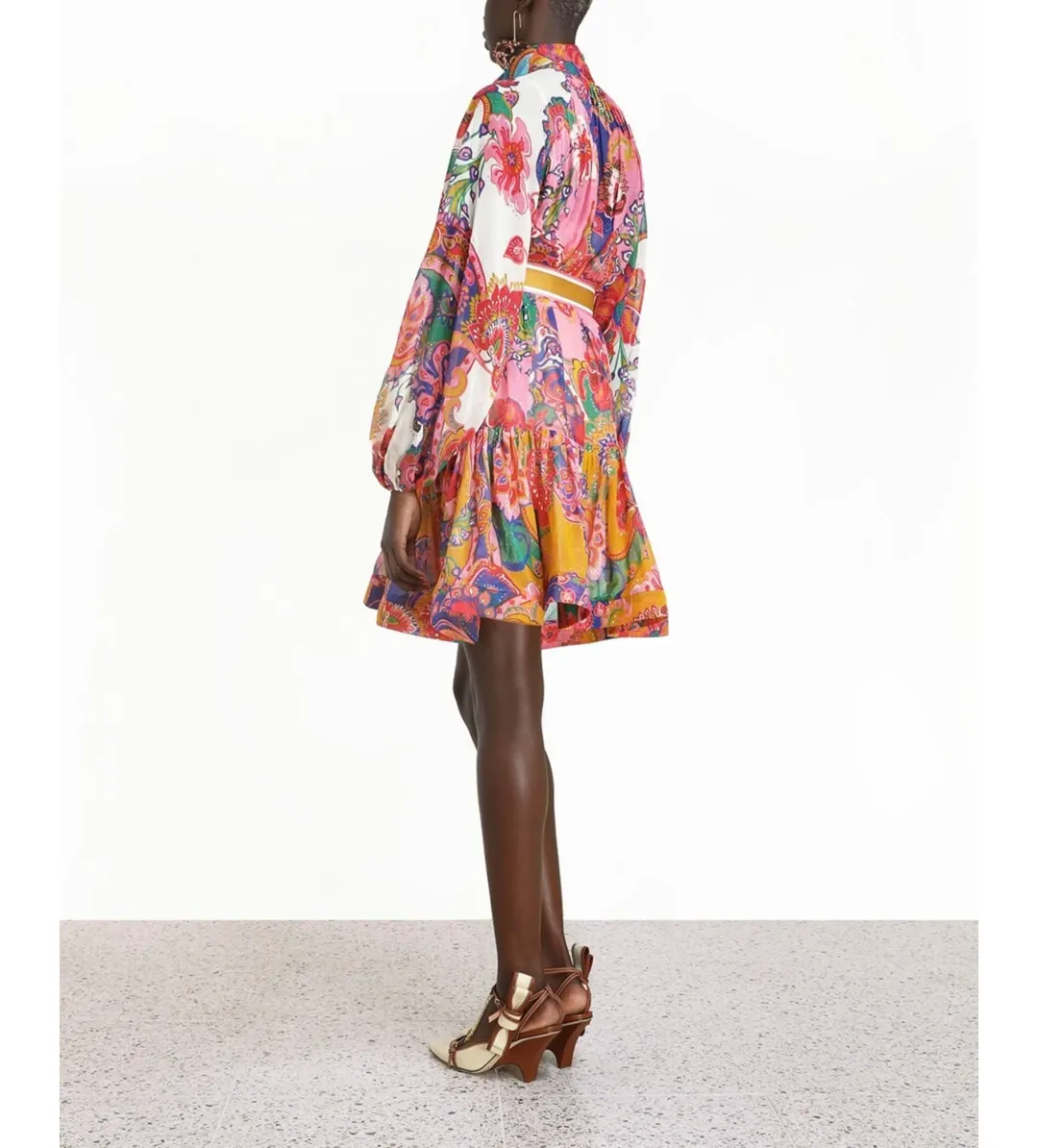 Zimmermann The Lovestruck Georgette Mini Dress in Mixed Paisley Size 1 / AU 10 for rent on The Volte - main image
