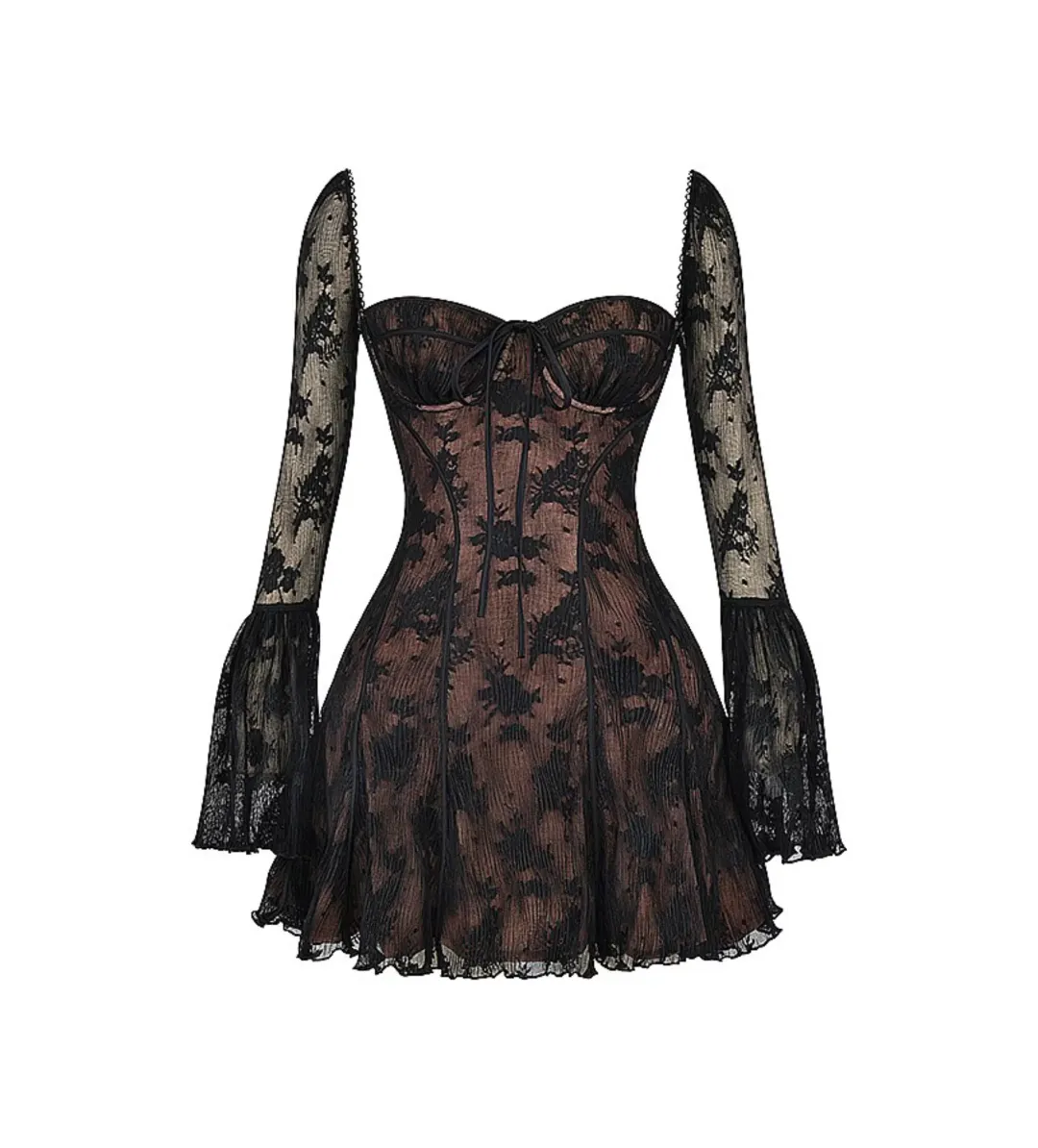 House of CB Analissa Black Lace Corser Mini Dress Size AU 6  for rent on The Volte - main image