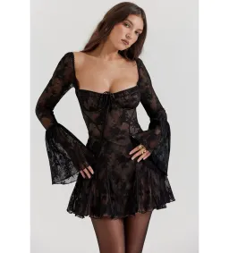 House of CB Analissa Black Lace Corser Mini Dress Size AU 6  for rent on The Volte - image 2