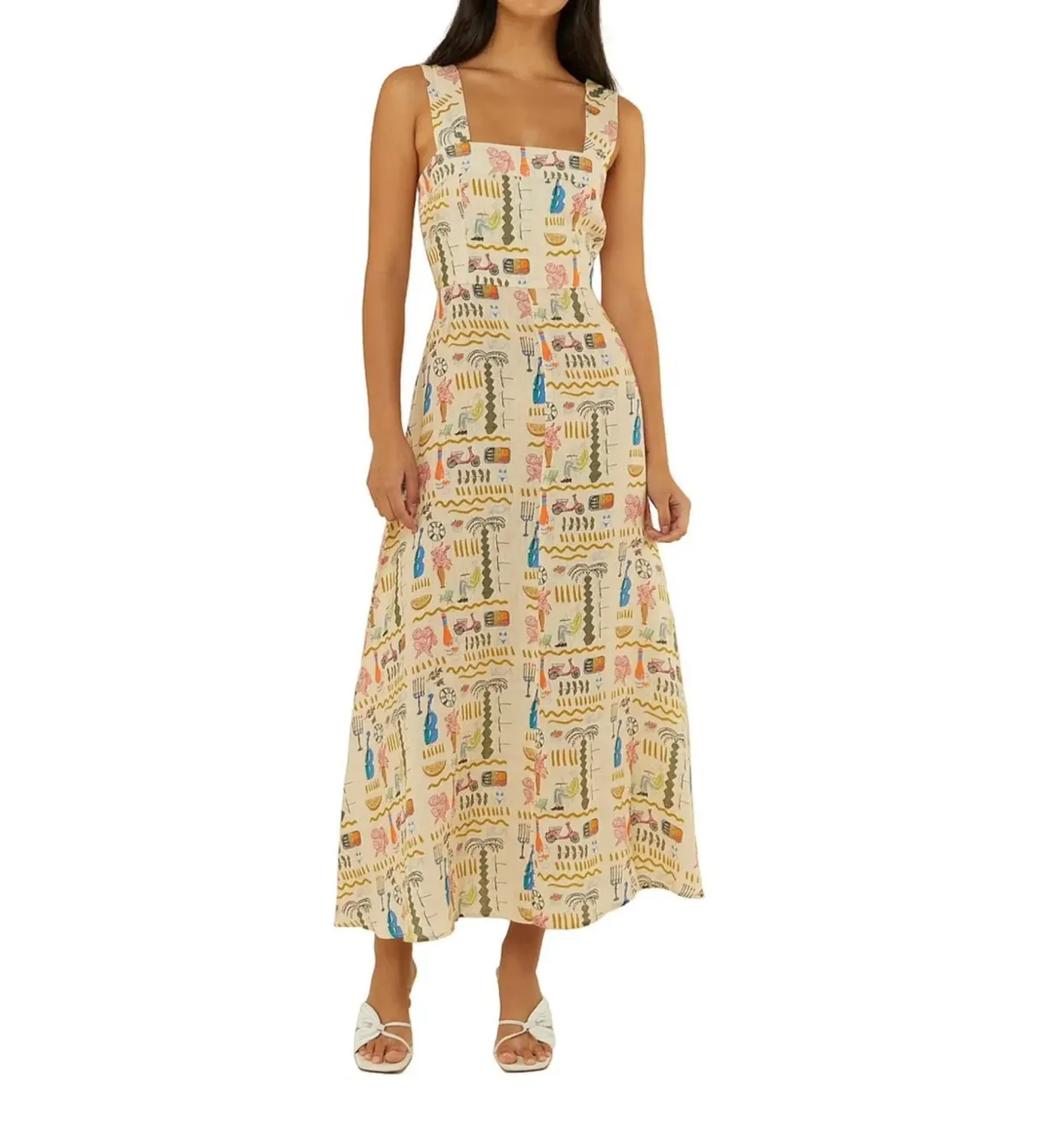 Palm Noosa Rosa Midi Dress in Verano Yellow Size AU 8 for rent on The Volte - main image