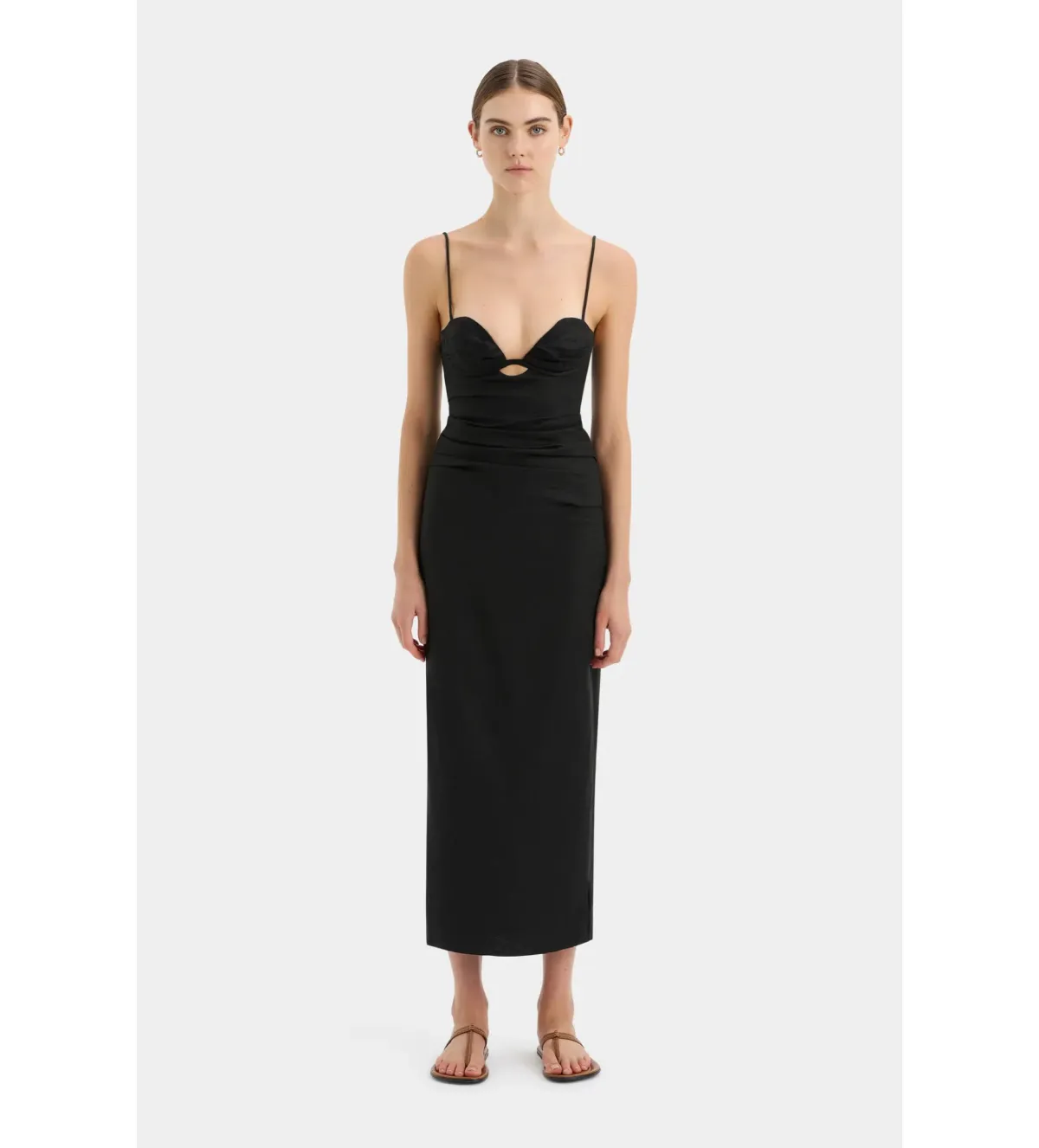 Sir The Label Noemi Balconette Midi Dress Black Size AU 10 for rent on The Volte - main image