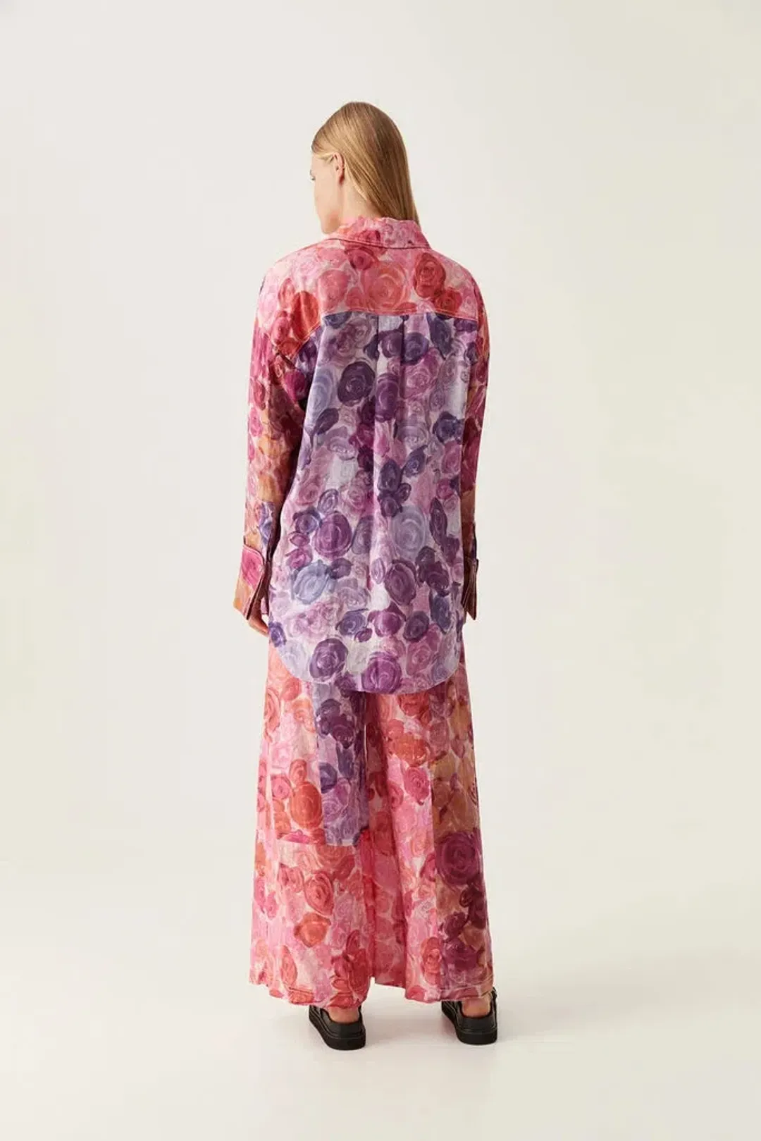Aje Vision Oversized Linen Shirt Kaleidoscopic Rose Size 14 for rent on The Volte - main image