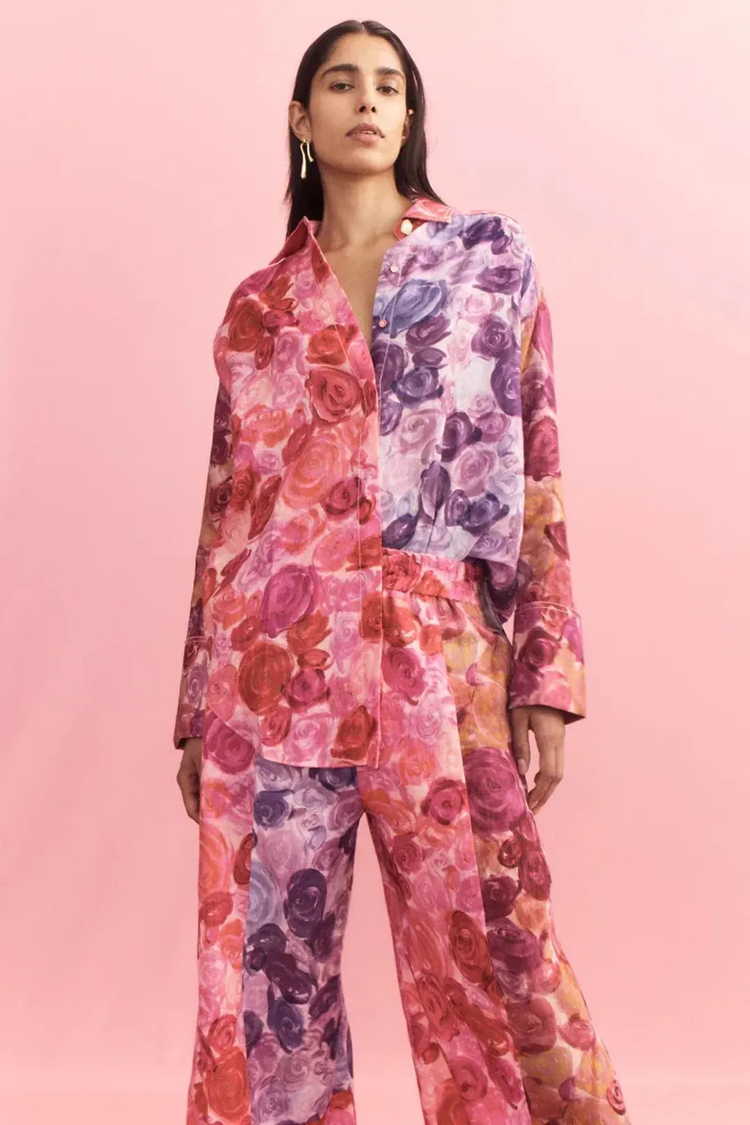 Aje Vision Oversized Linen Shirt Kaleidoscopic Rose Size 14 for rent on The Volte - main image