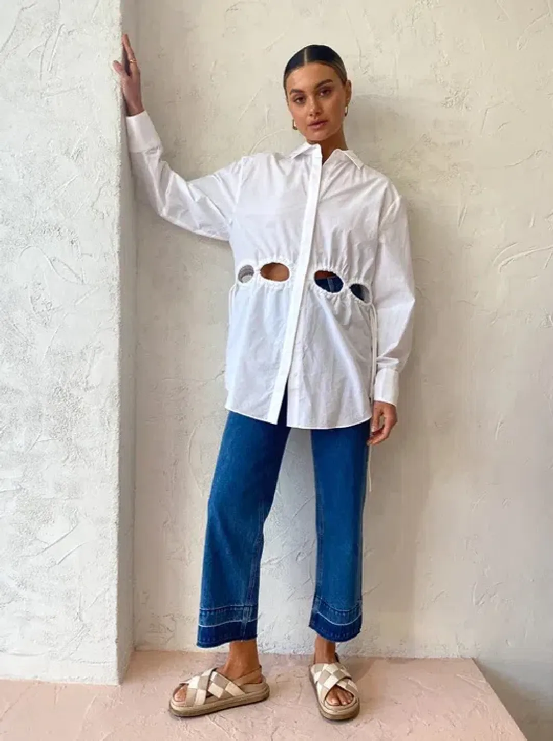 Sir the Label Mason Laced Shirt Dress White Size 10 for rent on The Volte - main image